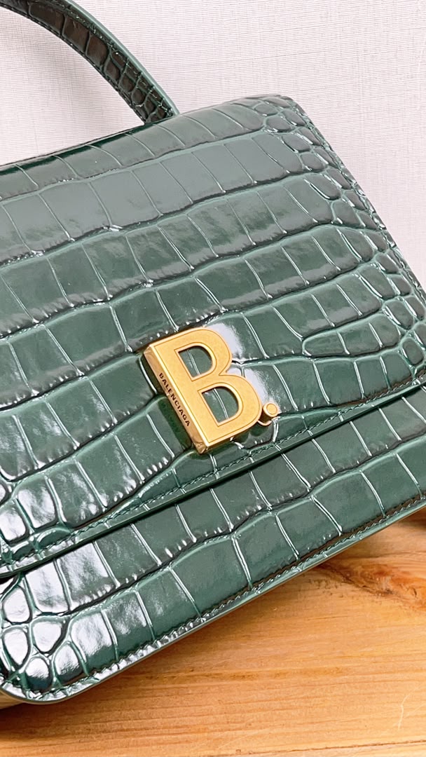 Balenciaga Green Croc Embossed Top Handle Bag (GHW)