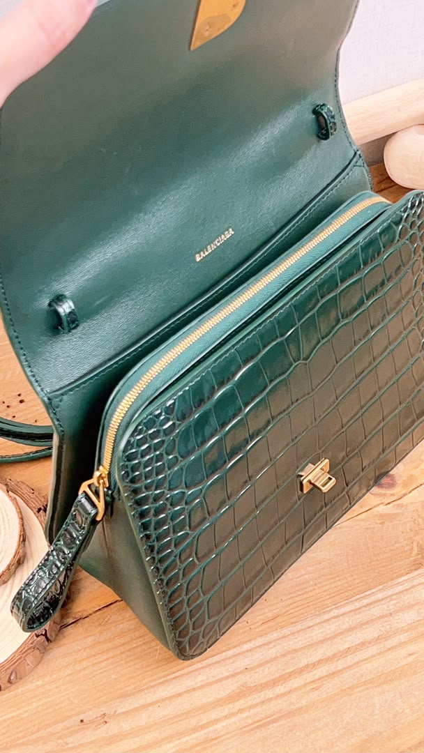 Balenciaga Green Croc Embossed Top Handle Bag (GHW)