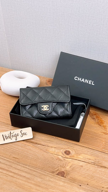 Chanel Black Caviar Classic Flap Card Holder (GHW)