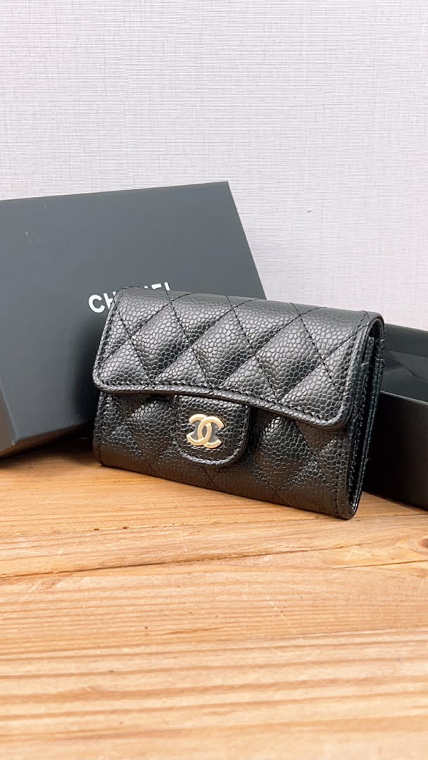 Chanel Black Caviar Classic Flap Card Holder (GHW)