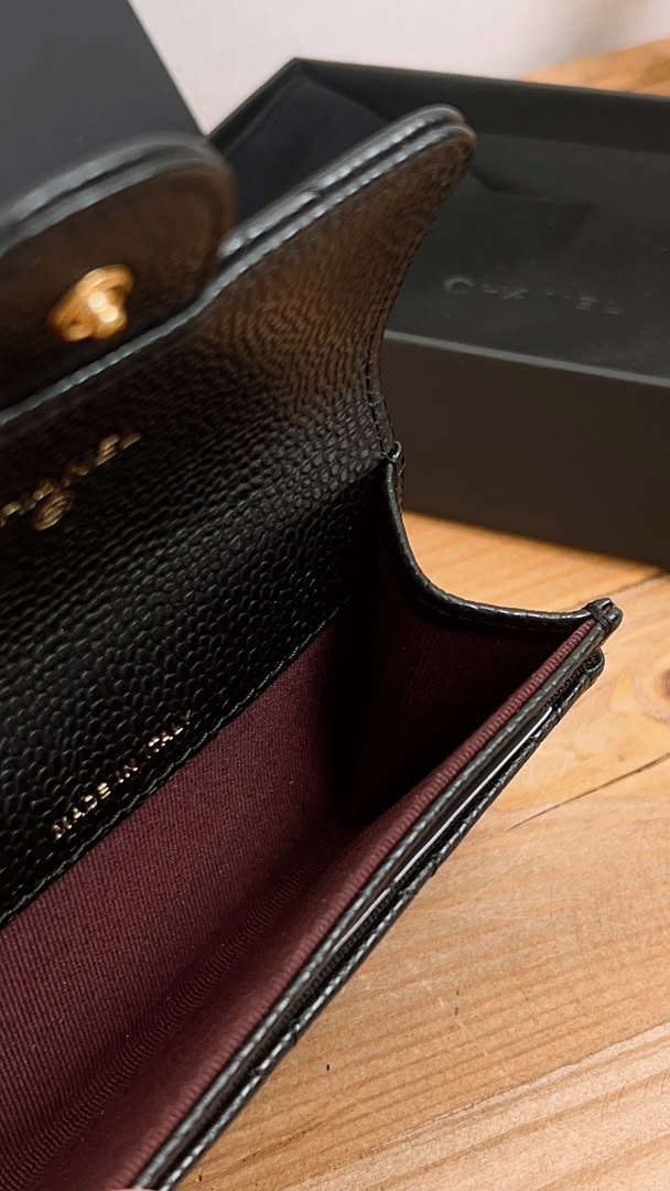 Chanel Black Caviar Classic Flap Card Holder (GHW)