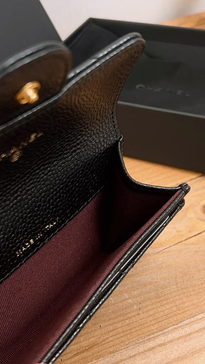 Chanel Black Caviar Classic Flap Card Holder (GHW)