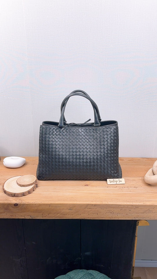 Bottega Veneta Black Intrecciato Milano Tote