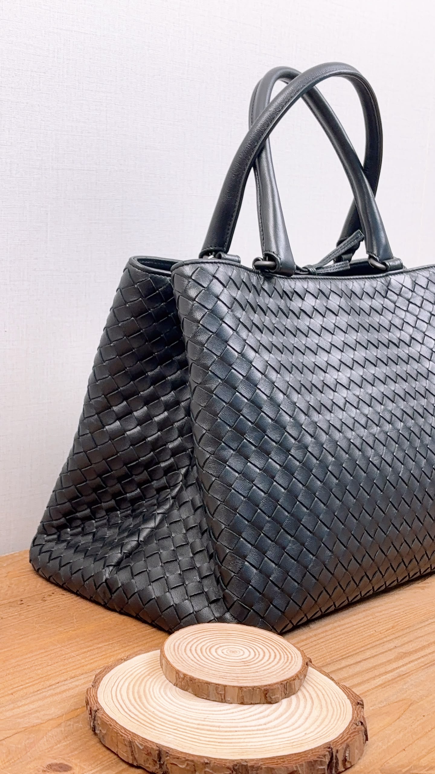 Bottega Veneta Black Intrecciato Milano Tote