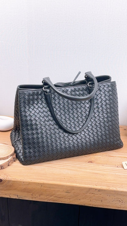 Bottega Veneta Black Intrecciato Milano Tote