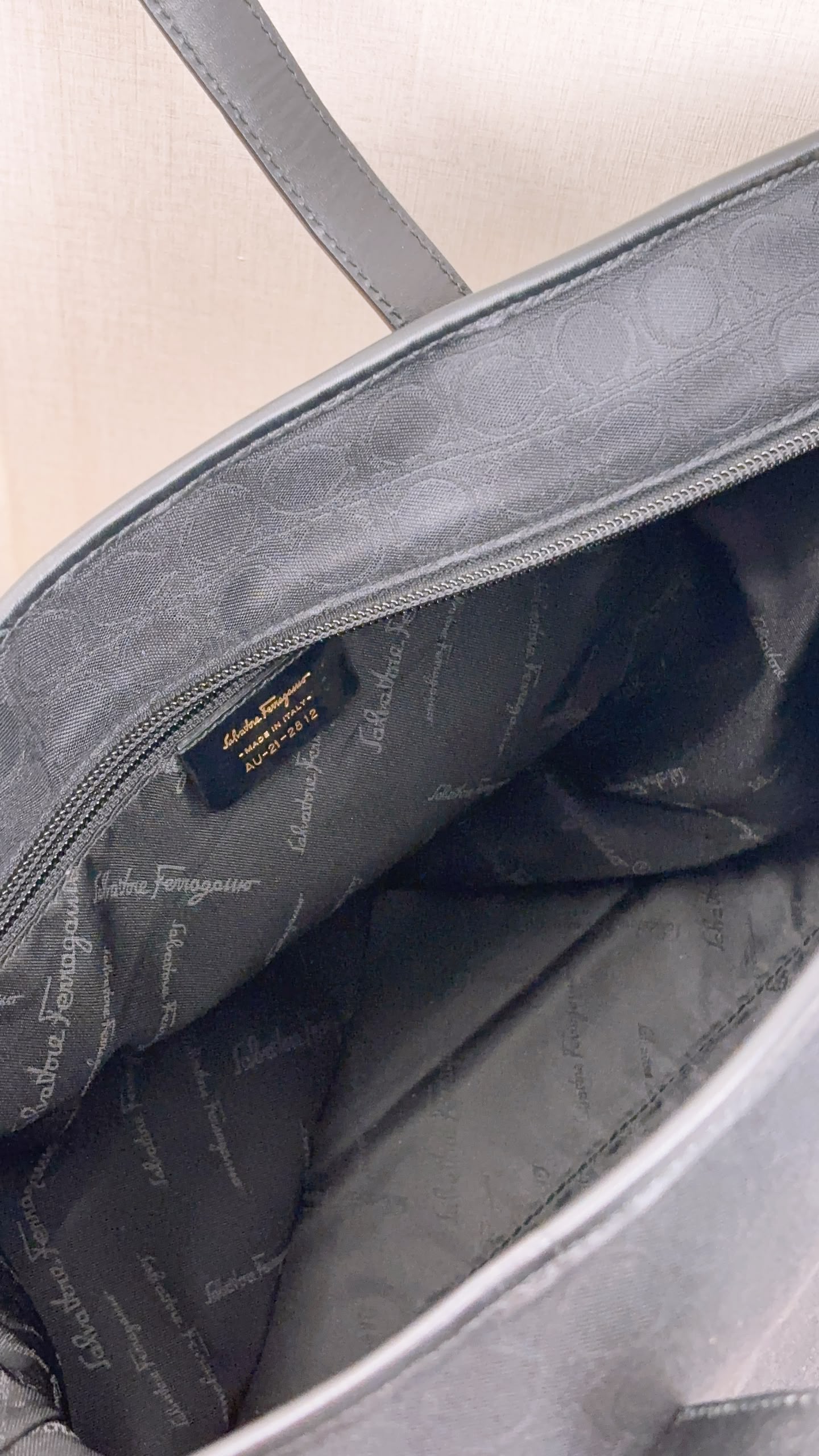 Salvatore Ferragamo Black Gancini Canvas Shoulder Tote
