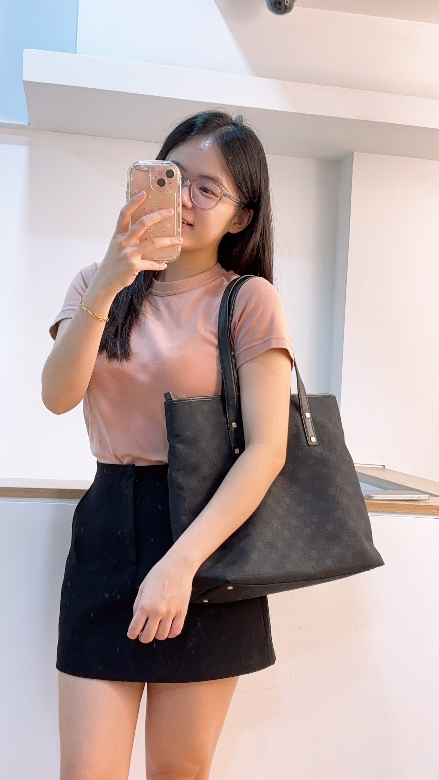 Salvatore Ferragamo Black Gancini Canvas Shoulder Tote