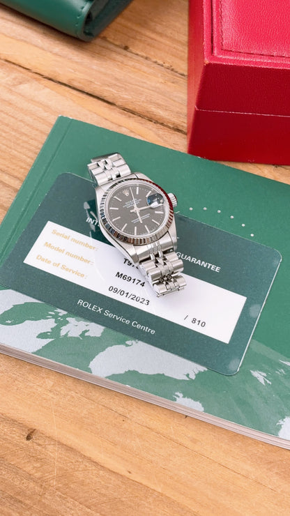 Rolex Steel Black Lady Datejust 26mm Auto Watch 69174