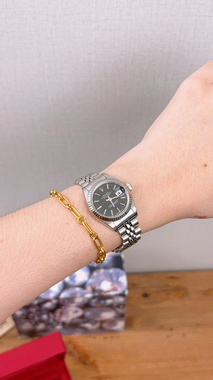 Rolex Steel Black Lady Datejust 26mm Auto Watch 69174