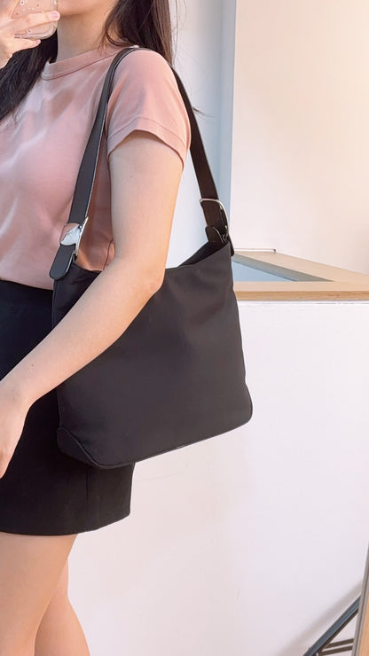 Salvatore Ferragamo Black Nylon Vara Hobo Tote