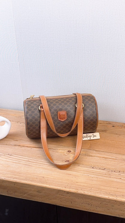 Celine Brown Vintage Macadam Boston Bag
