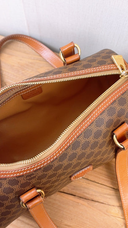 Celine Brown Vintage Macadam Boston Bag