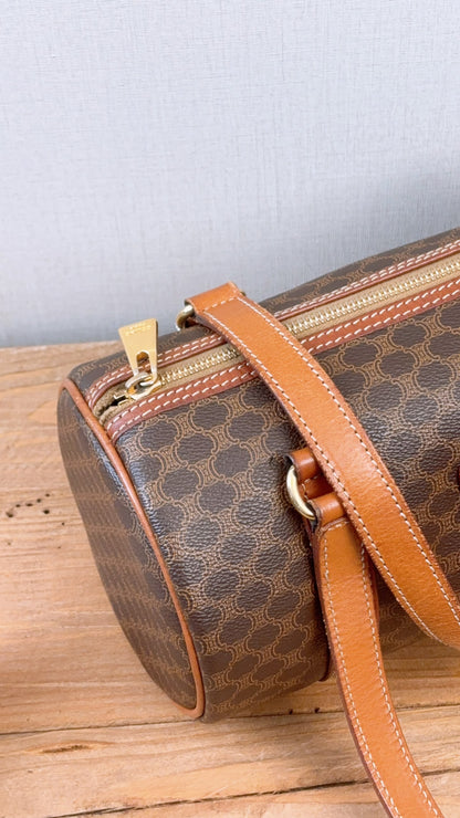 Celine Brown Vintage Macadam Boston Bag
