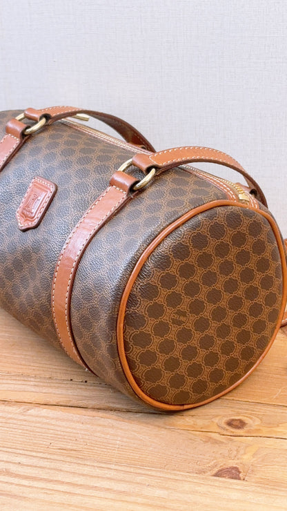 Celine Brown Vintage Macadam Boston Bag
