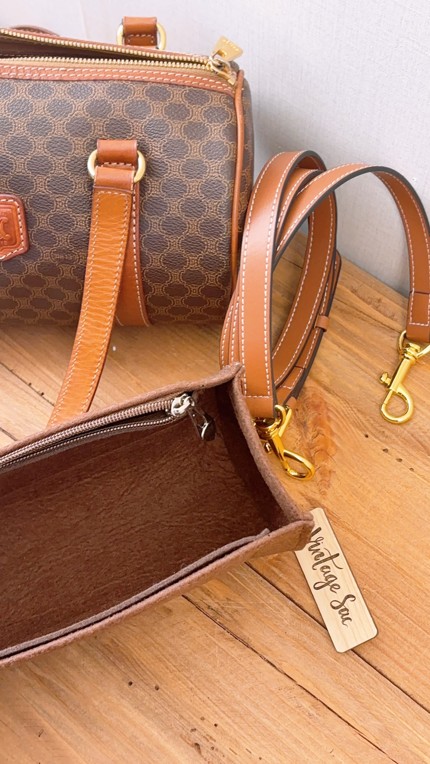 Celine Brown Vintage Macadam Boston Bag