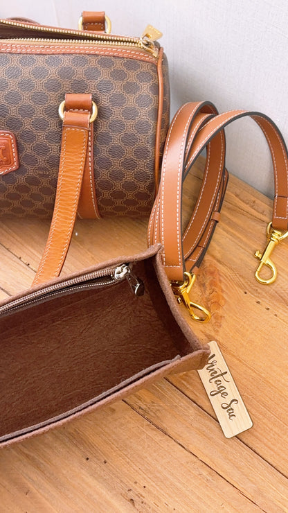 Celine Brown Vintage Macadam Boston Bag