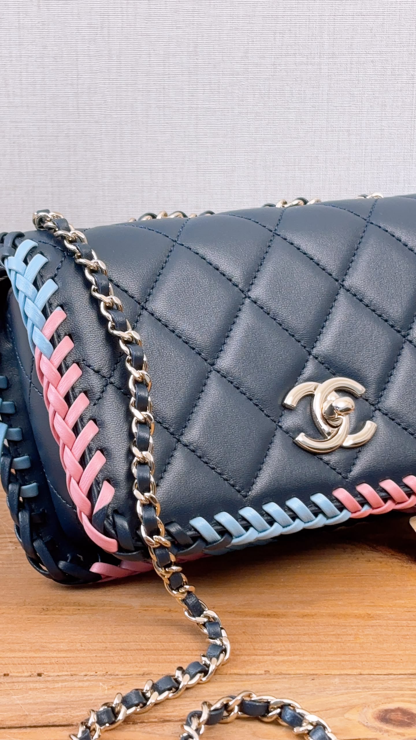 Chanel Blue Calfskin 23A Braided Full Flap Bag (LGHW)