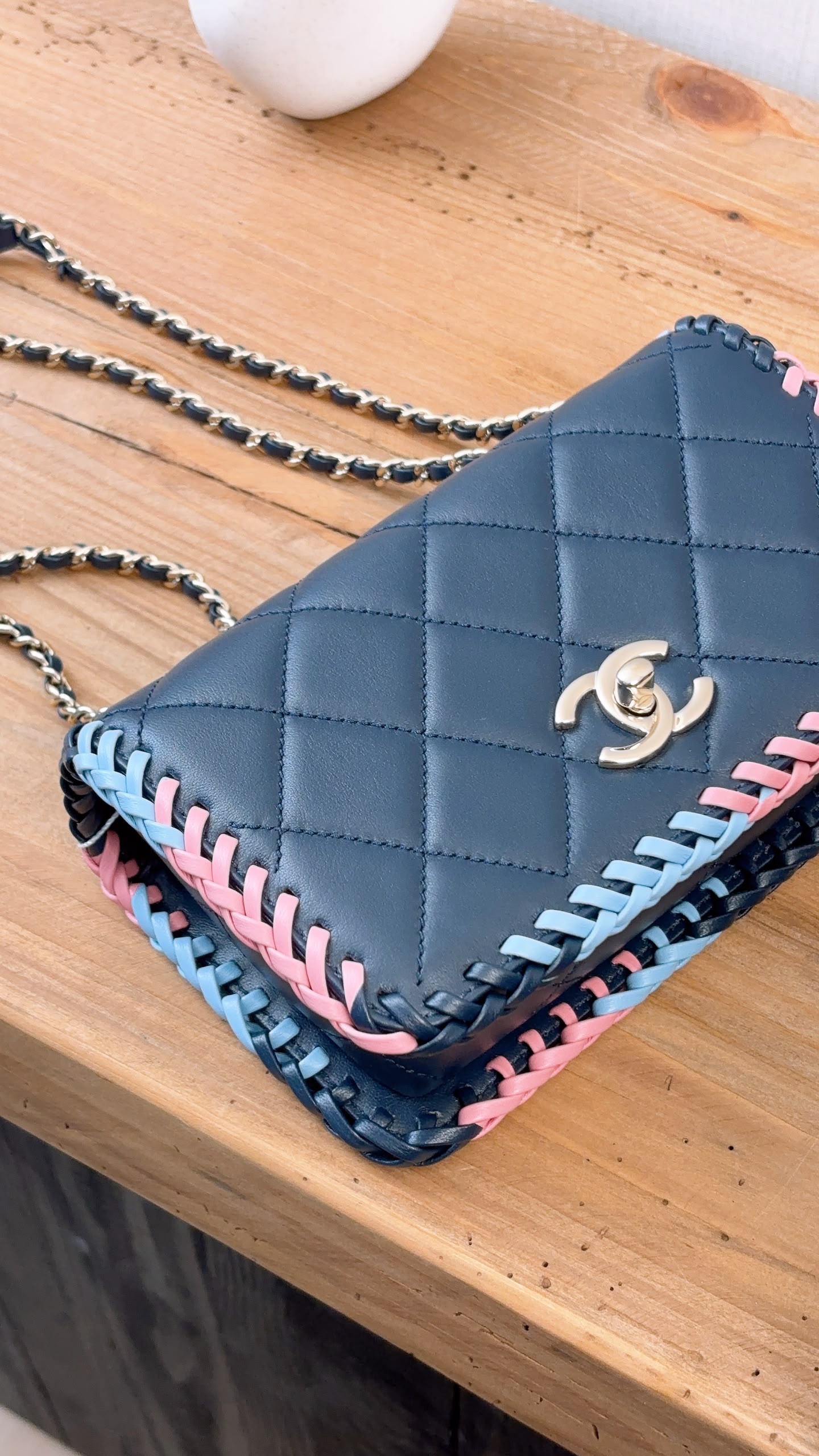 Chanel Blue Calfskin 23A Braided Full Flap Bag (LGHW)