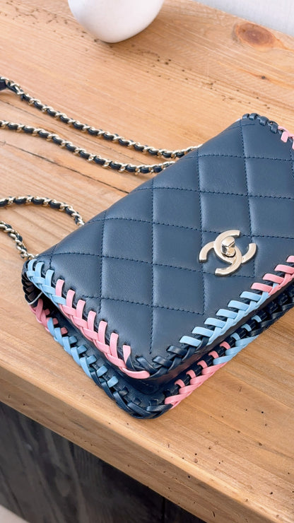 Chanel Blue Calfskin 23A Braided Full Flap Bag (LGHW)