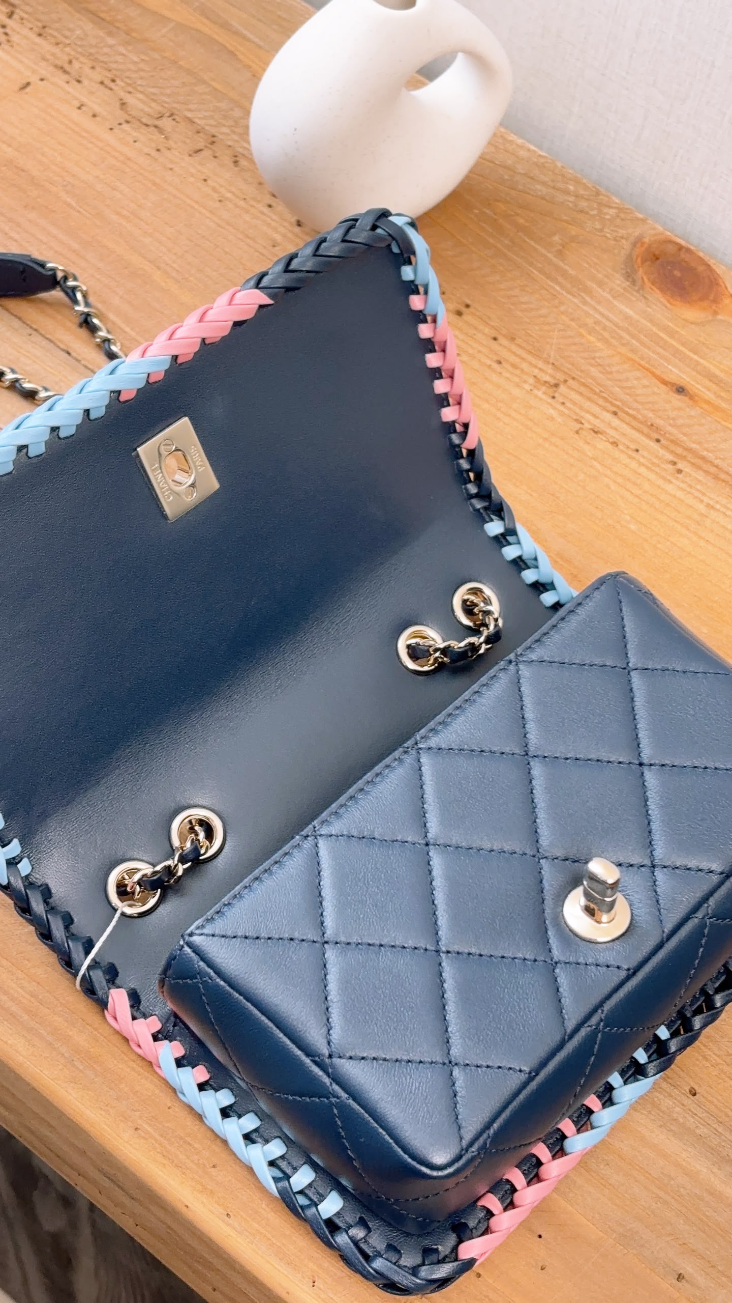 Chanel Blue Calfskin 23A Braided Full Flap Bag (LGHW)