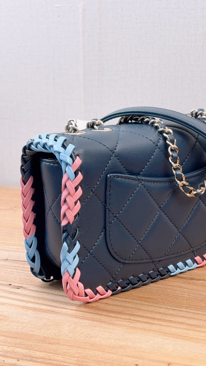 Chanel Blue Calfskin 23A Braided Full Flap Bag (LGHW)