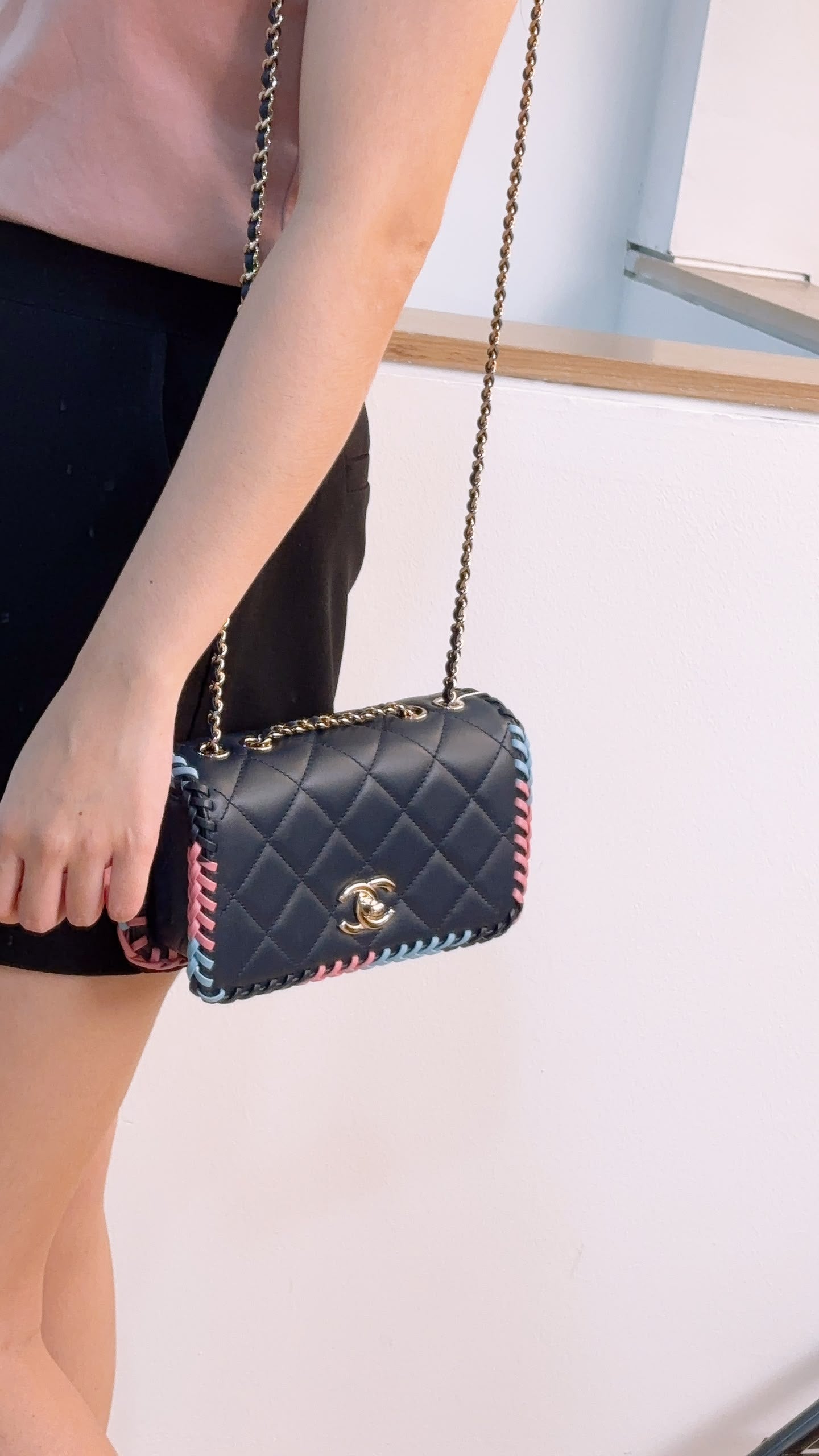 Chanel Blue Calfskin 23A Braided Full Flap Bag (LGHW)