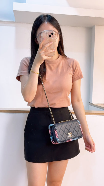 Chanel Blue Calfskin 23A Braided Full Flap Bag (LGHW)