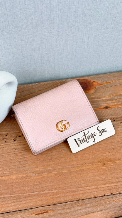 Gucci Pink Calfskin Marmont Compact Wallet (GHW)