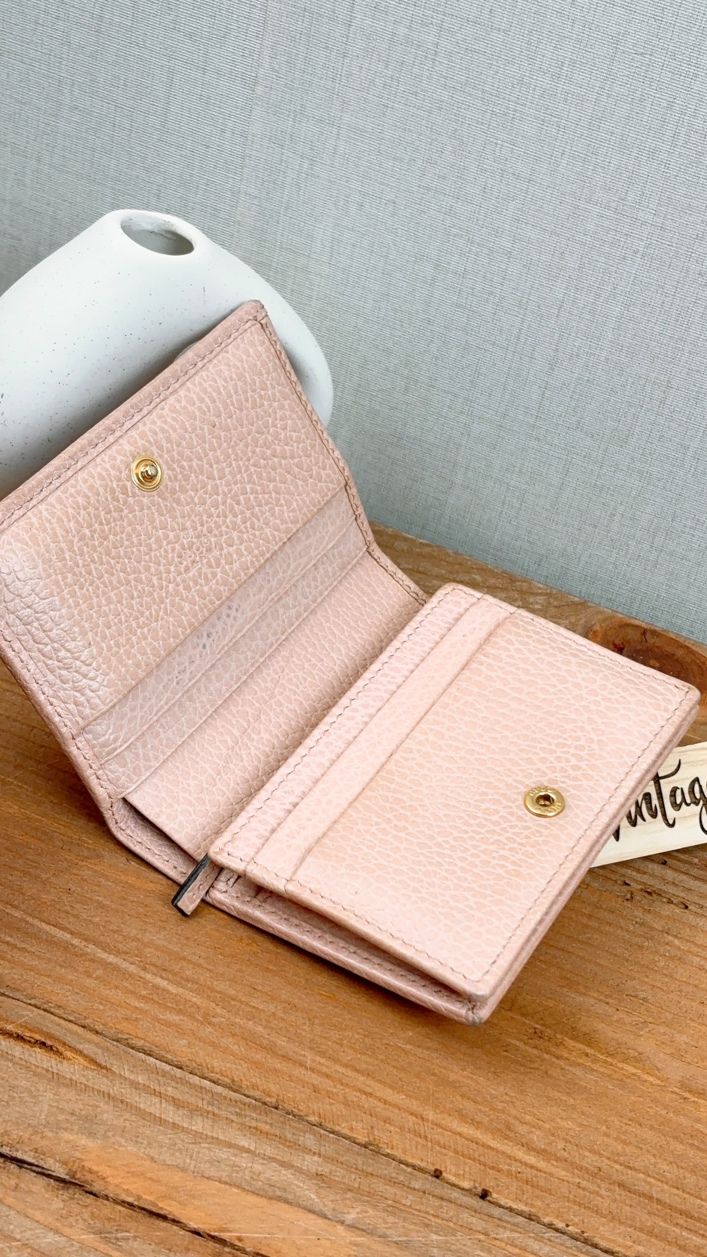 Gucci Pink Calfskin Marmont Compact Wallet (GHW)