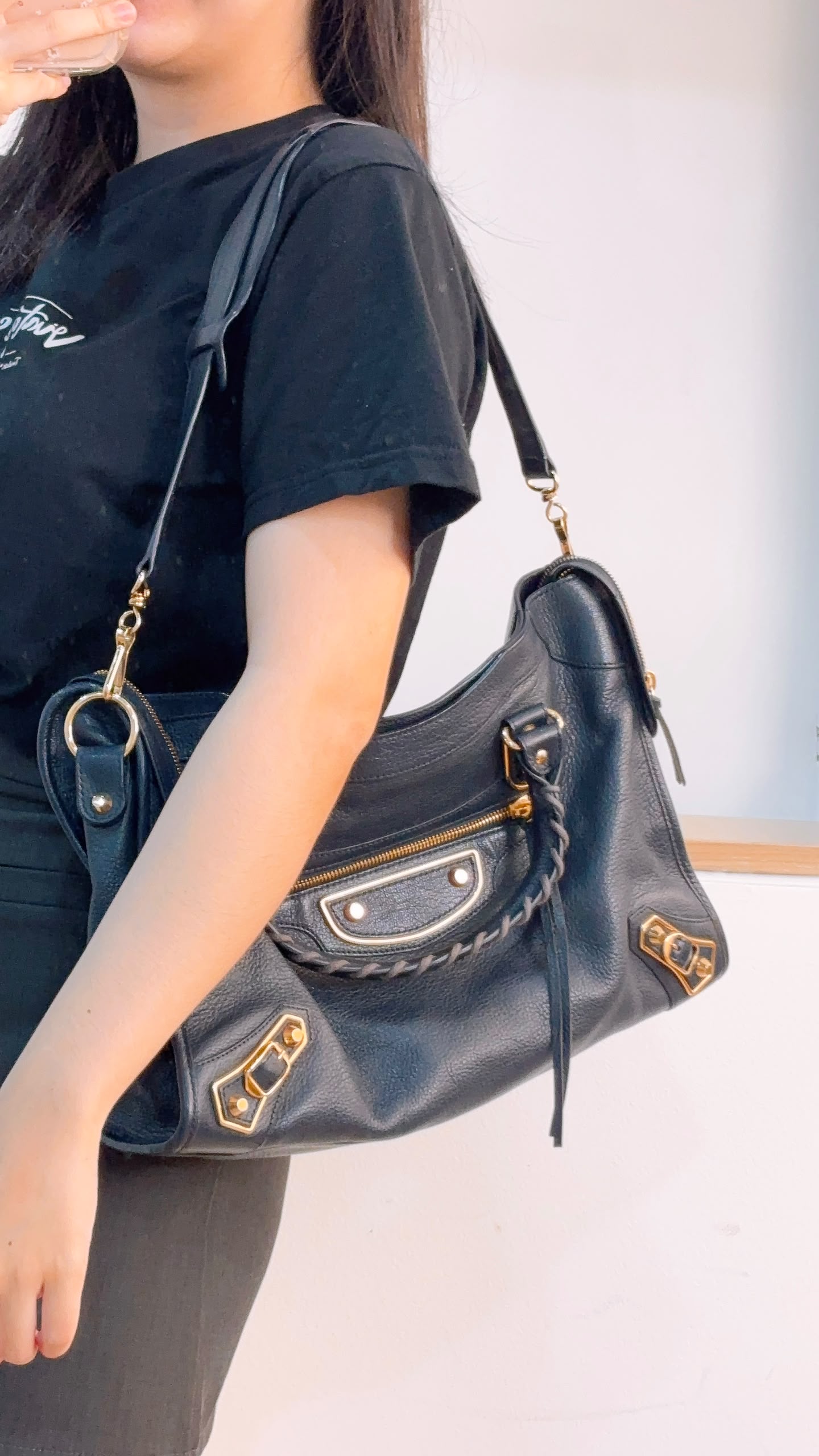 Balenciaga Navy Metallic Edge Medium City Bag (GHW)