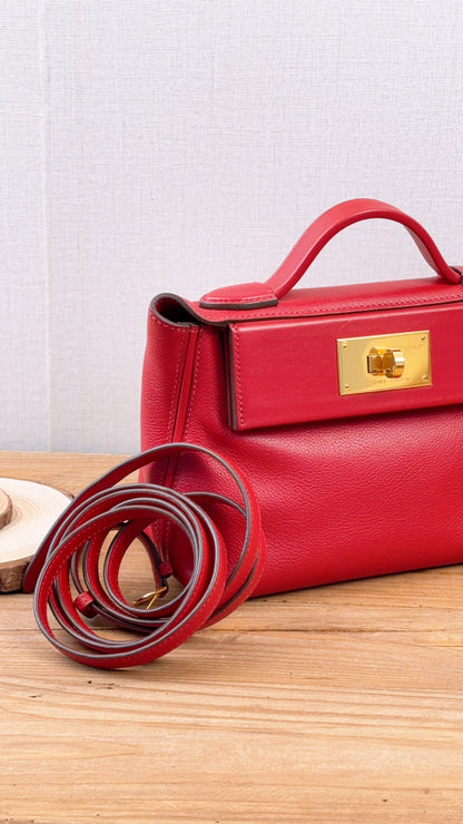 Hermes Rouge Piment Mini 2424 (GHW)