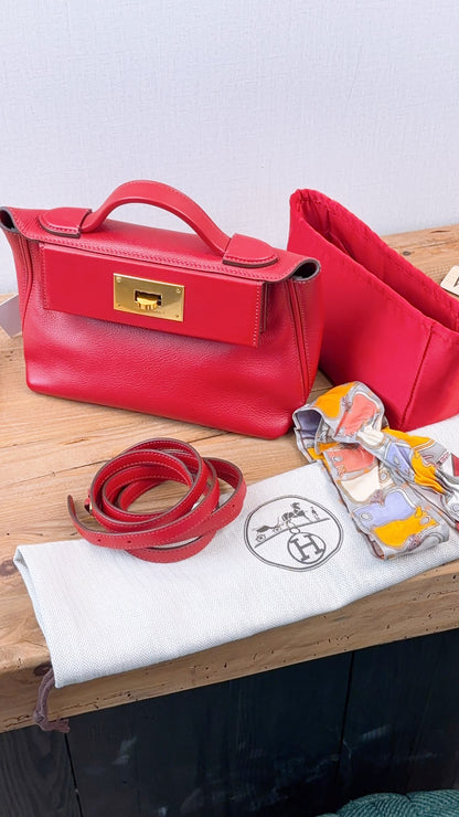 Hermes Rouge Piment Mini 2424 (GHW)