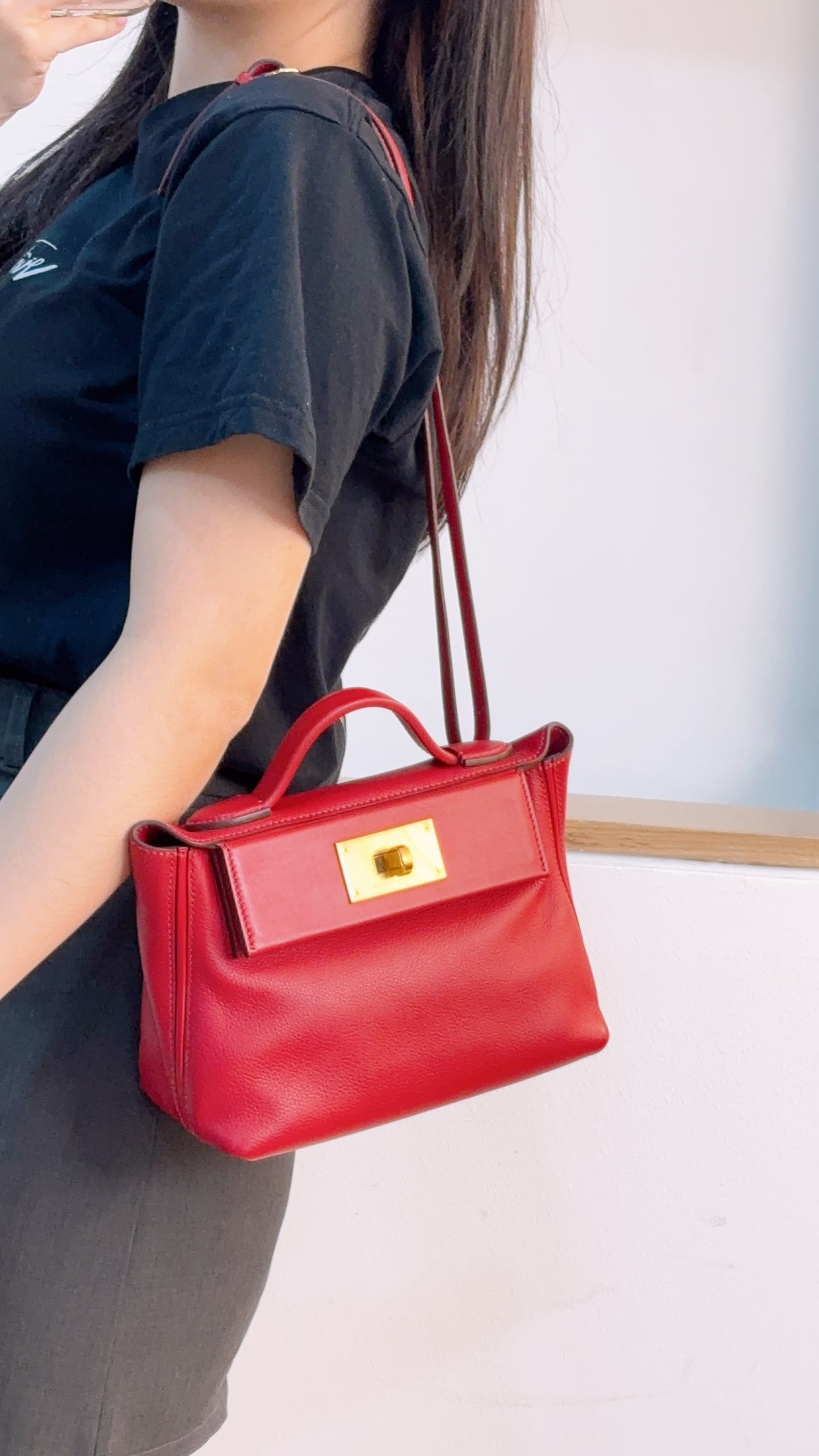 Hermes Rouge Piment Mini 2424 (GHW)