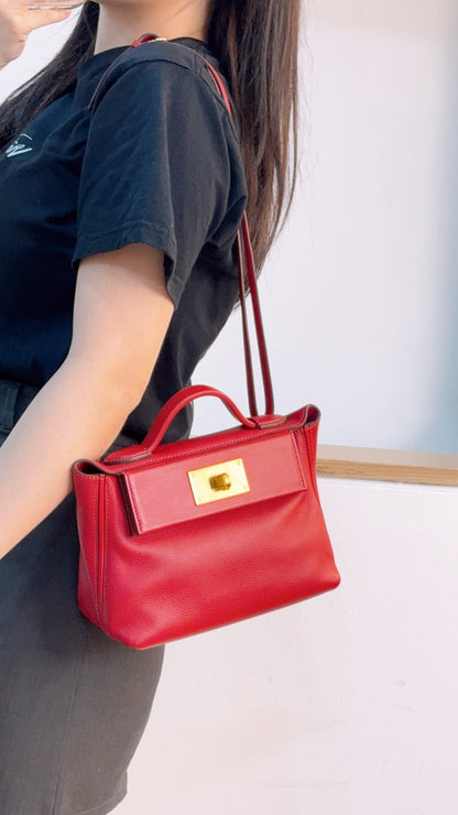 Hermes Rouge Piment Mini 2424 (GHW)