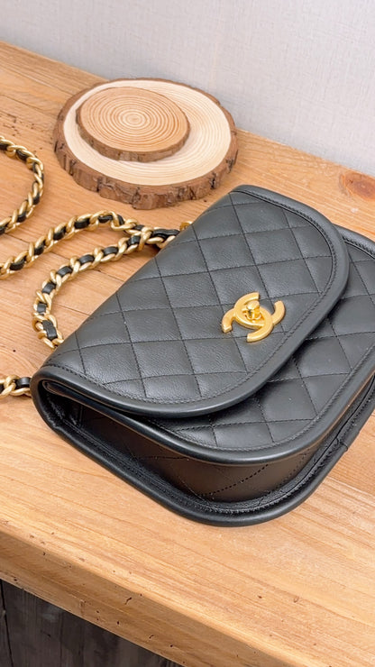 Chanel Black Calfskin 24S Casual Messenger Bag (GHW)