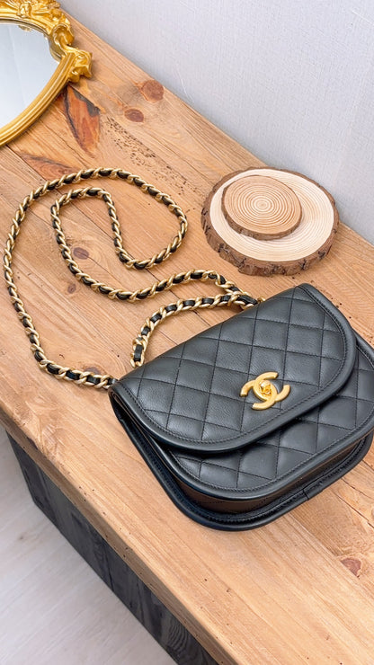 Chanel Black Calfskin 24S Casual Messenger Bag (GHW)