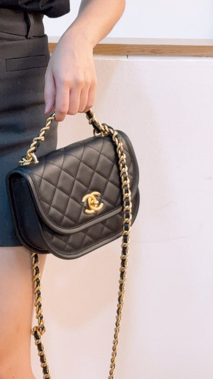 Chanel Black Calfskin 24S Casual Messenger Bag (GHW)