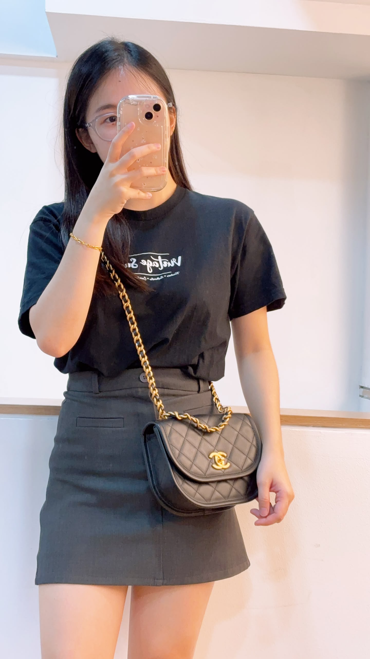 Chanel Black Calfskin 24S Casual Messenger Bag (GHW)