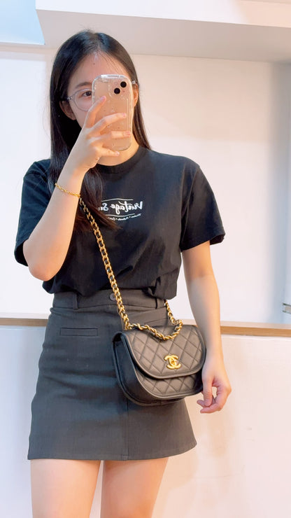Chanel Black Calfskin 24S Casual Messenger Bag (GHW)