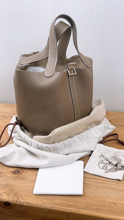 Hermes Etoupe Picotin 18 (PHW)