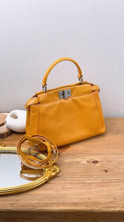 Fendi Caramel Brown Calfskin Mini Peekaboo