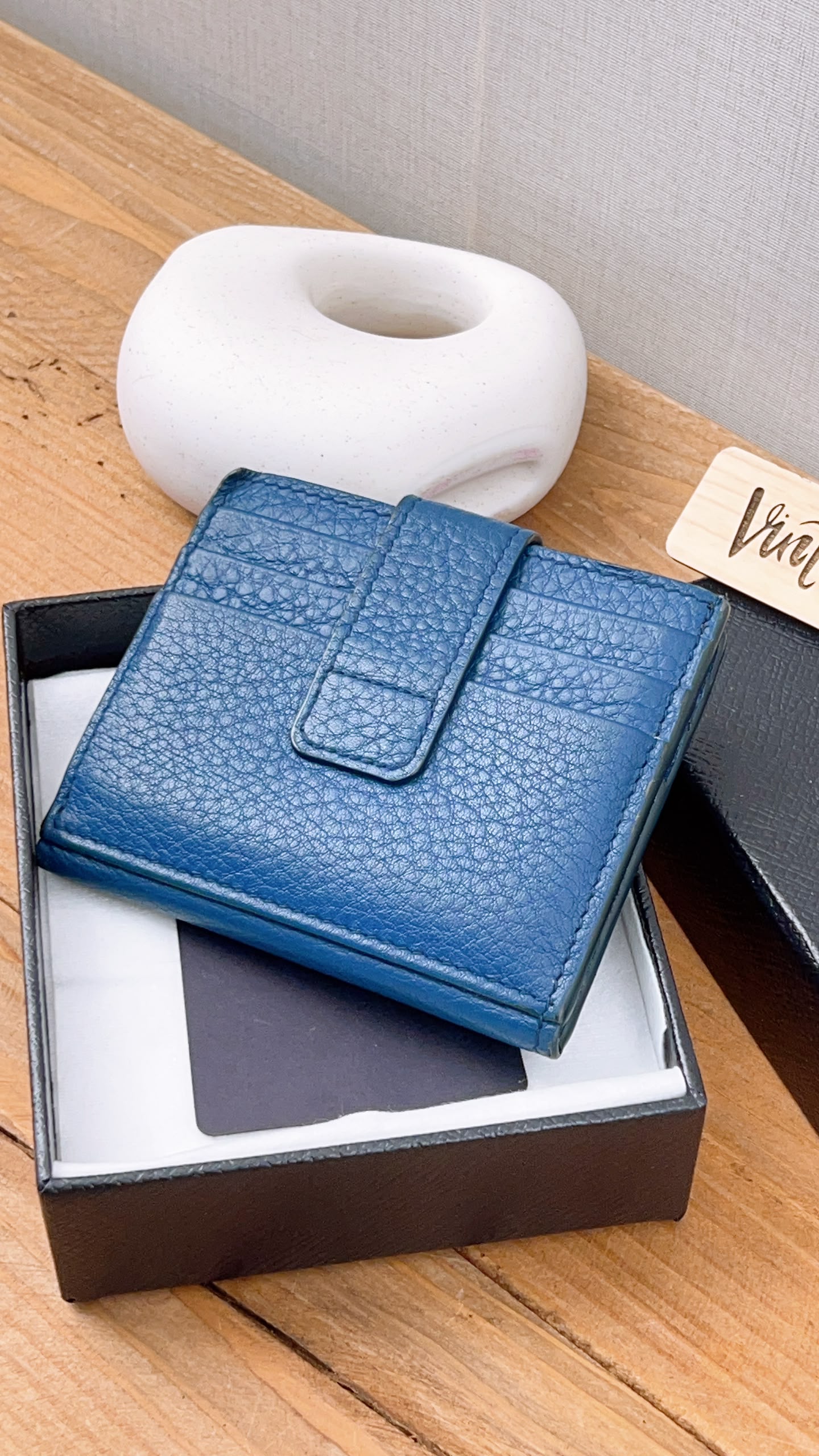 Prada Blue Calfskin Card Holder