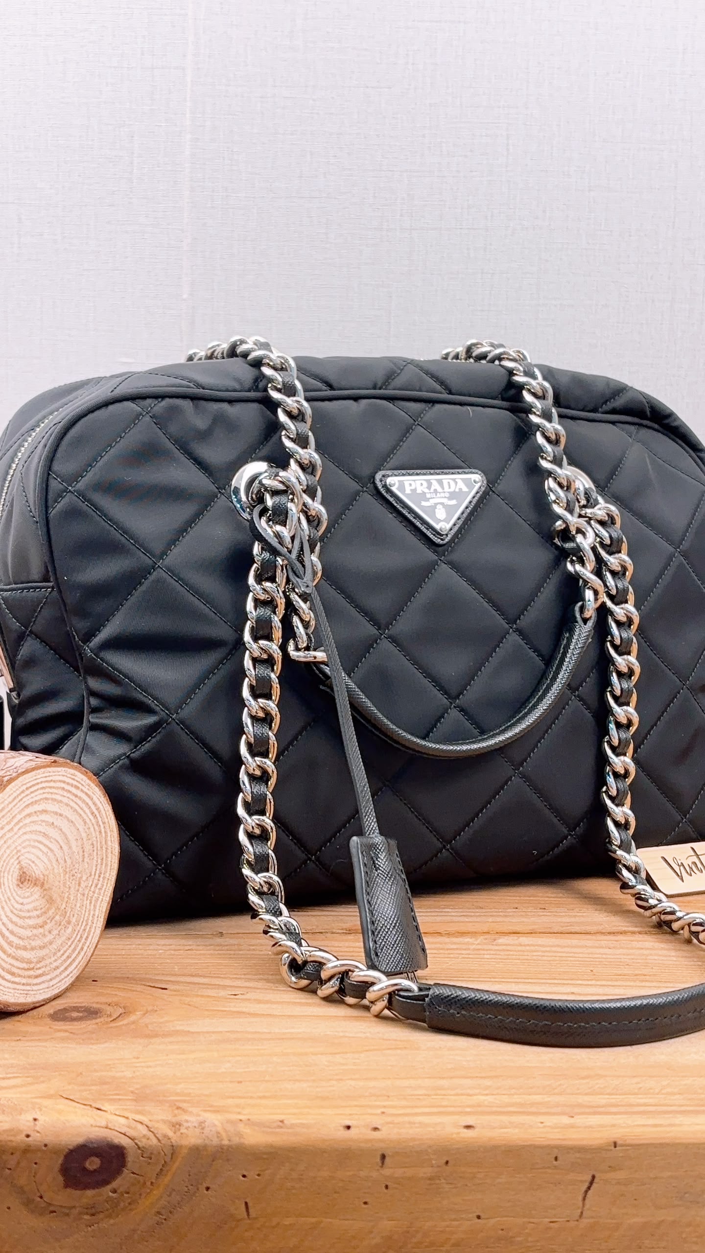 Prada Black Nylon Tessuto Bauletto Shoulder Bag