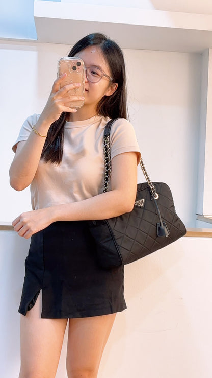 Prada Black Nylon Tessuto Bauletto Shoulder Bag