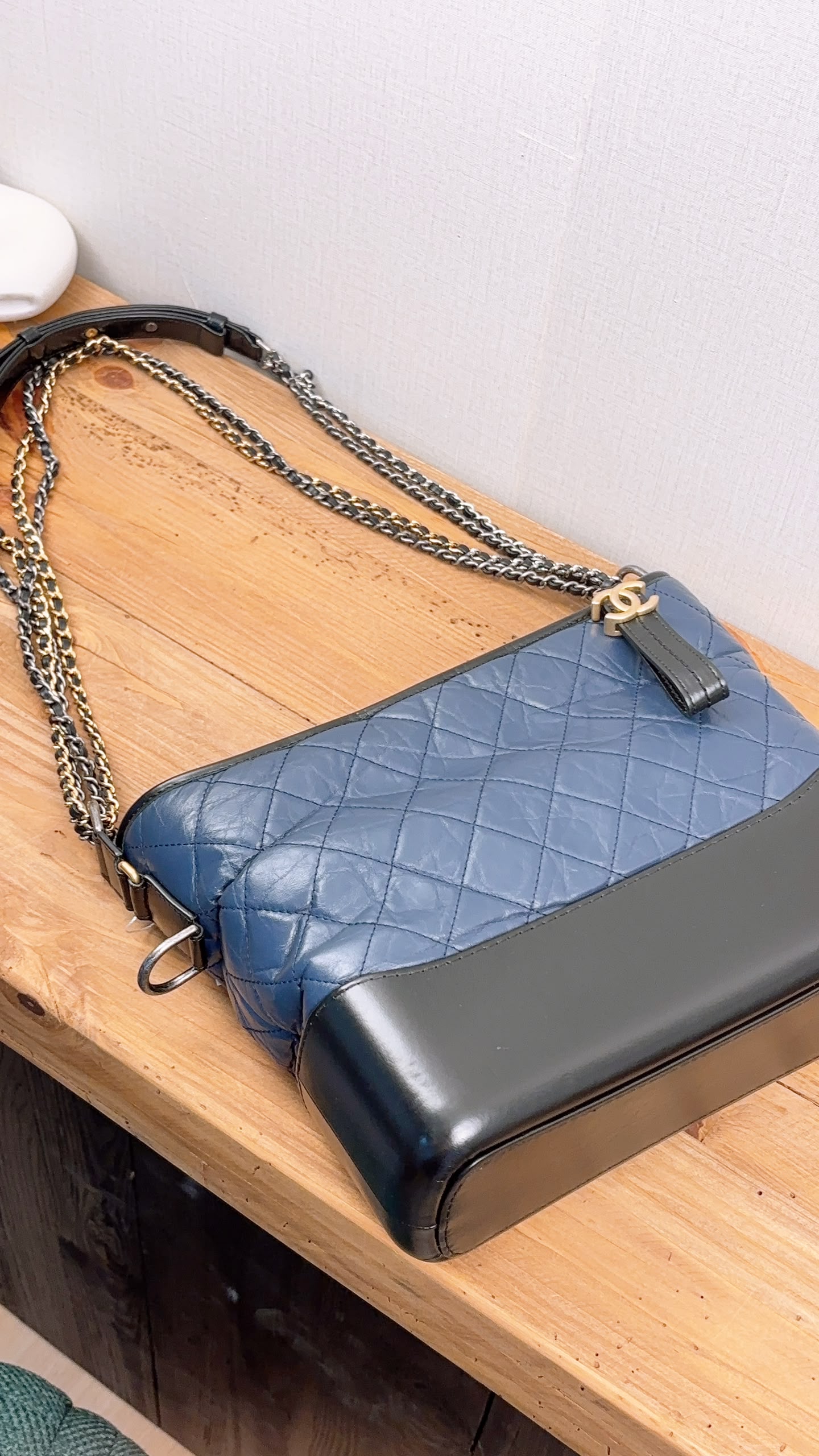 LV Blue Aged Calfskin Medium Gabrielle