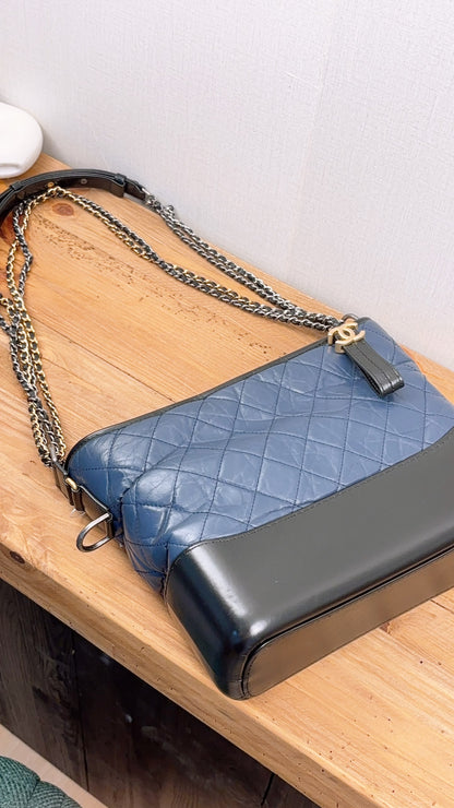 LV Blue Aged Calfskin Medium Gabrielle