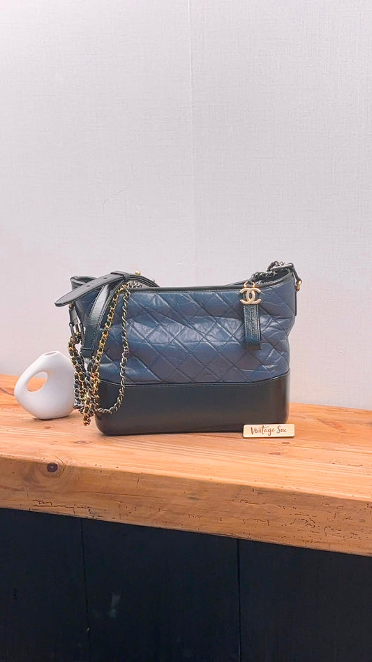 LV Blue Aged Calfskin Medium Gabrielle