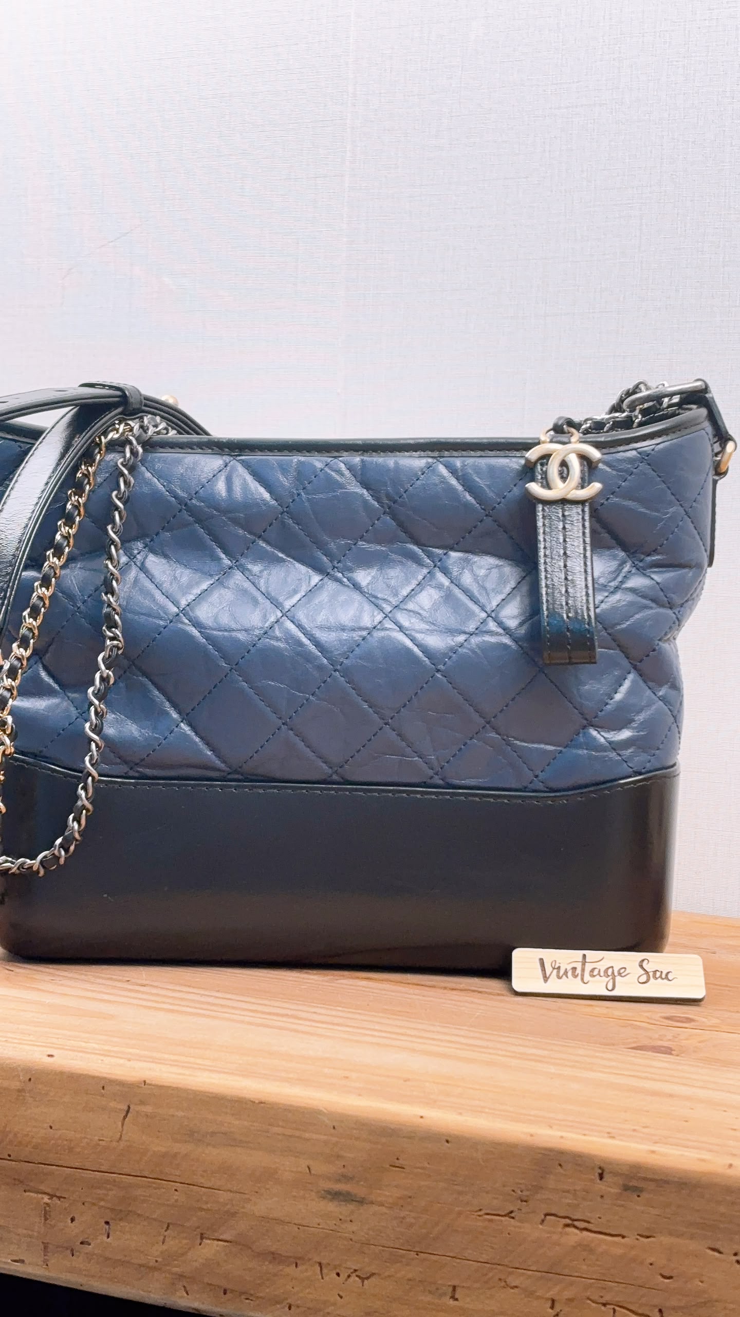 LV Blue Aged Calfskin Medium Gabrielle