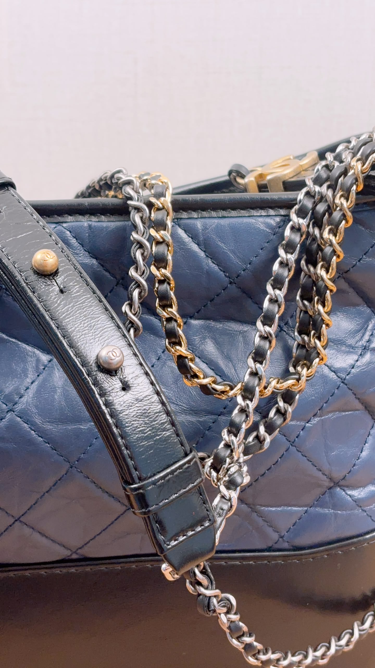 LV Blue Aged Calfskin Medium Gabrielle