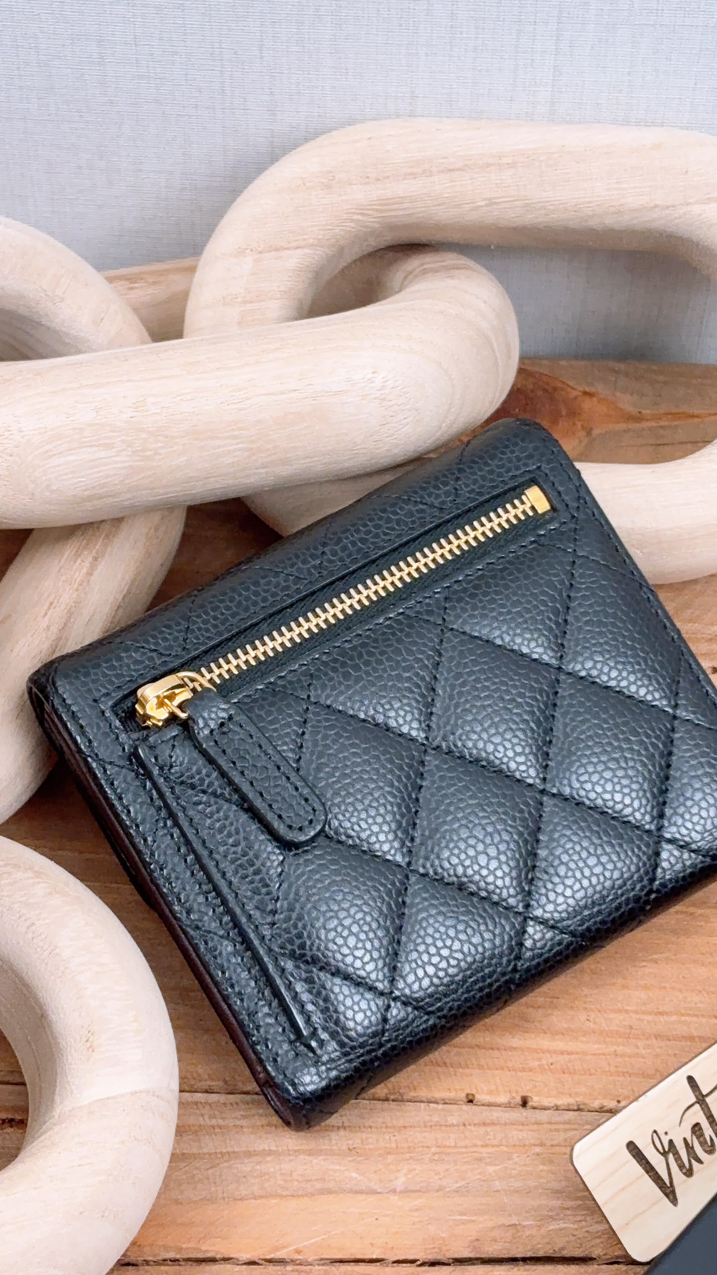 Black Caviar Classic Small Flap Wallet (LGHW)